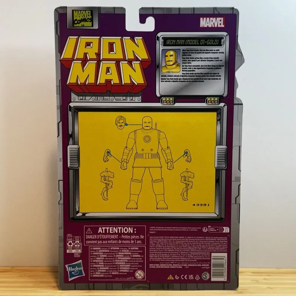 Marvel Legends Iron Man Model 01 Gold Retro Card 6” Action Figure Hasbro MOC